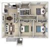 Berkley Fairfax Square 2 bedroom 1 bath furnished floor plan apartment in Fairfax VA Berkley Fairfax Square 2 bedroom 1 bath furnished floor plan apartment in Fairfax VA at Fairfax Square, Fairfax